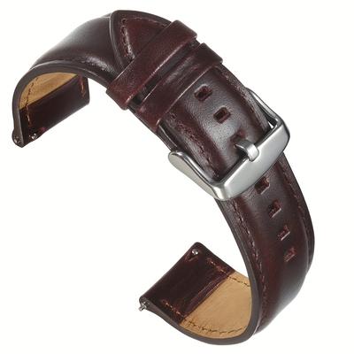 Oil Wax Vintage Genuine Leather Cowhide Watch Strap, 20mm 22mm Quick Release Brown Wristband