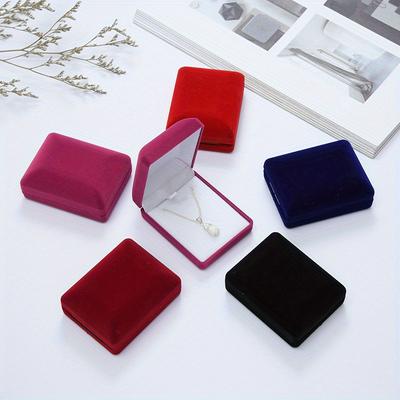 1pc Velvet Necklace Box, Pendant Box, Jewelry Organizer, Gift Packaging Box, Jewelry Storage Container For Trinket, Vmother's Day Gift Wrap Storage Box(3*2.4*1.2in/7.8*6*3cm)