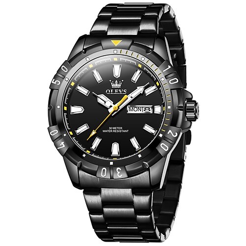 OLEVS Hommes Montres à quartz Mode Affaires Montre Bracelet Lumineux Calendrier Date Semaine IMPERMÉABLE Acier Suivre