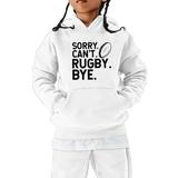 Baby Sweatshirt Child Kids Rugby Football Letter Prints Retro Sports Hooded Pullover Tops With Pocket Girls Hoodies White 13 Years-14 Years