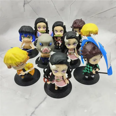 10pcs/set Anime Demon Slayer Kamado Nezuko Kamado Tanjuurou Battle Version Action Figure Collectible