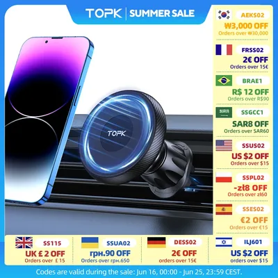 TOPK for Magsafe Car Phone Holder,Powerful Magnetism Premium Quality Single-Hand Operation Metal