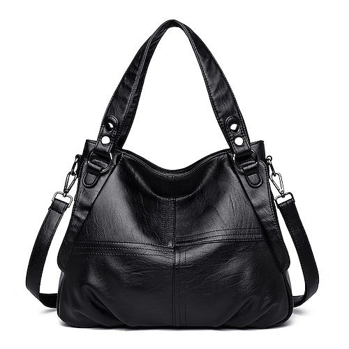 Damen Handtasche Umhängetasche Schultertasche Boston-Tasche PU-Leder Outdoor Einkaufen Täglich Reißverschluss Großes Fassungsvermögen Wasserdicht Langlebig Einfarbig Gesteppt Weinrot Schwarz Weiß