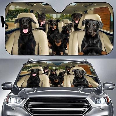 Fun Pet Pattern Car Sunshade - 3D Printed Front Windshield Sun Blocker - UV Protection and Heat Shield