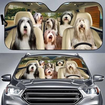 Fun Pet Pattern Car Sunshade - 3D Printed Front Windshield Sun Blocker - UV Protection and Heat Shield