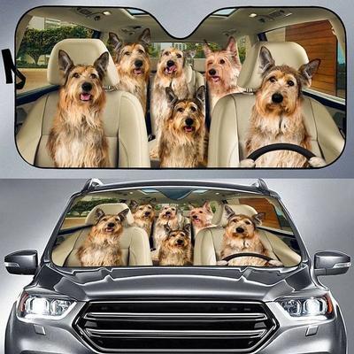 Fun Pet Pattern Car Sunshade - 3D Printed Front Windshield Sun Blocker - UV Protection and Heat Shield