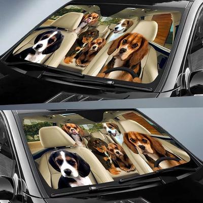 Fun Pet Pattern Car Sunshade - 3D Printed Front Windshield Sun Blocker - UV Protection and Heat Shield