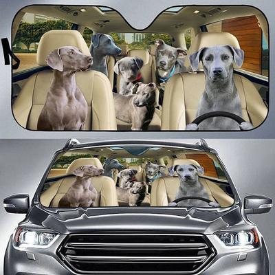 Fun Pet Pattern Car Sunshade - 3D Printed Front Windshield Sun Blocker - UV Protection and Heat Shield