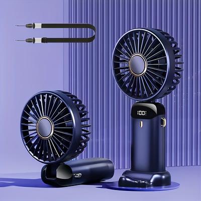 Foldable Personal Mini Fan – USB Rechargeable Handheld Fan with LED Display and 5 Speeds, for Home Office Travel Camping