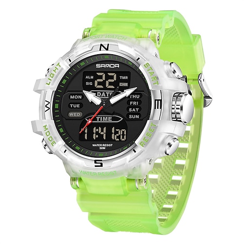 SANDA Männer Digitaluhr Outdoor Sport Mode Armbanduhr Luminous Stoppuhr Wecker Countdown TPU Uhr Image