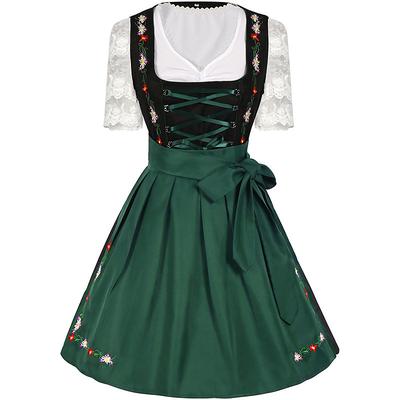 Carnival Oktoberfest Beer Costume Dress Dirndl Trachtenkleider Maid Bavarian German Munich Wiesn Women's Traditional Style Cloth Dress Apron