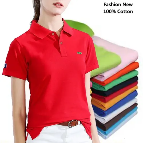 100% baumwolle Mode Polos Sommer Damen Polos Shirts Casual Kurzarm Polos T Shirts Damen Kleidung