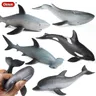 Oenux Sea Life Tiere weichen Hai Wal Delphin Tintenfisch Kugelfisch Krabben Modell Action figuren