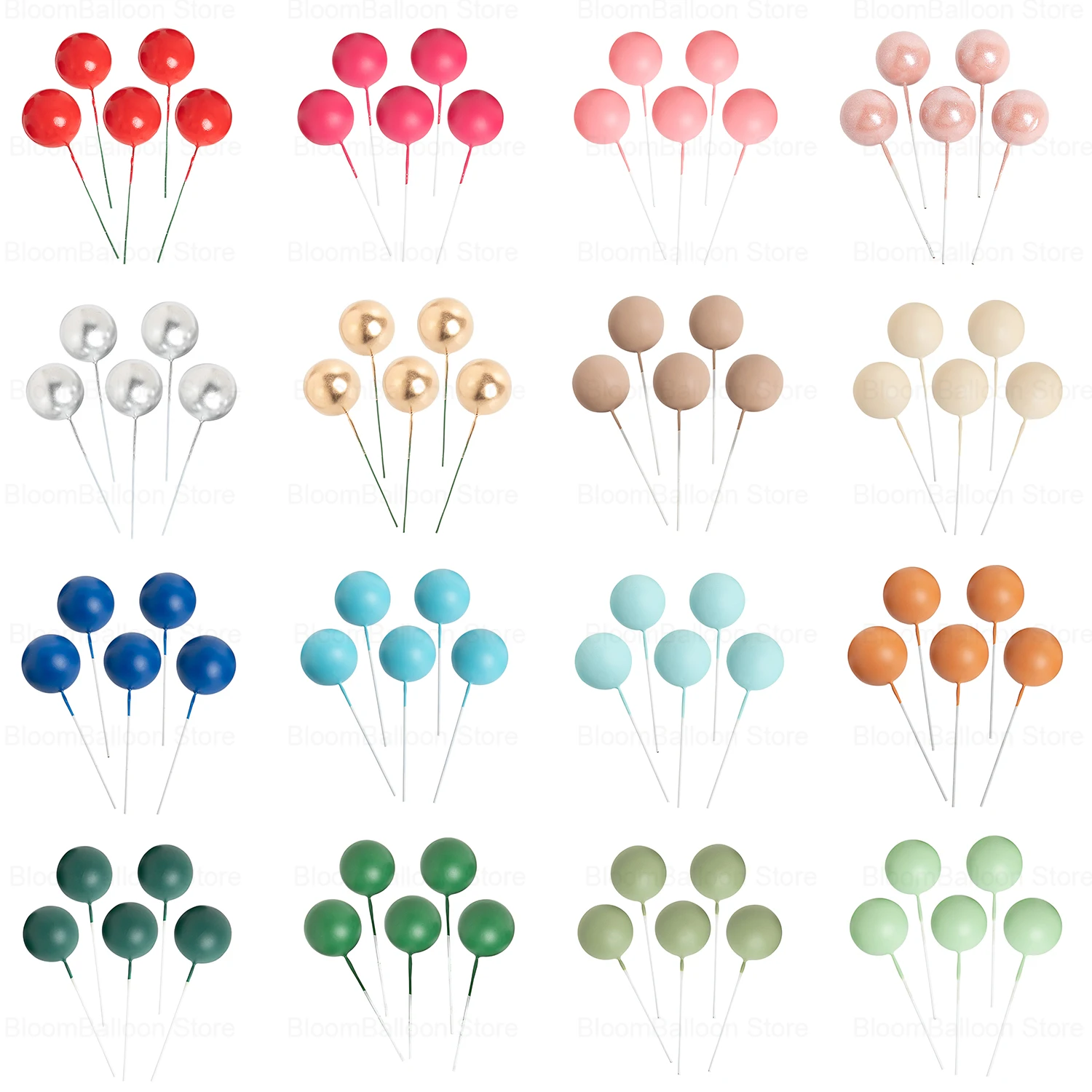 5 pezzi palline toppers per torta oro argento verde salvia cupcake cake topper palline per decorazioni per feste di compleanno matrimoni baby shower