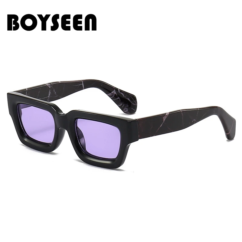 Boyseen dicken Rahmen Sonnenbrille Mann UV400 HipHop Sonnenbrille Vintage lila rote Gläser Brillen Mode Gafas de Sol
