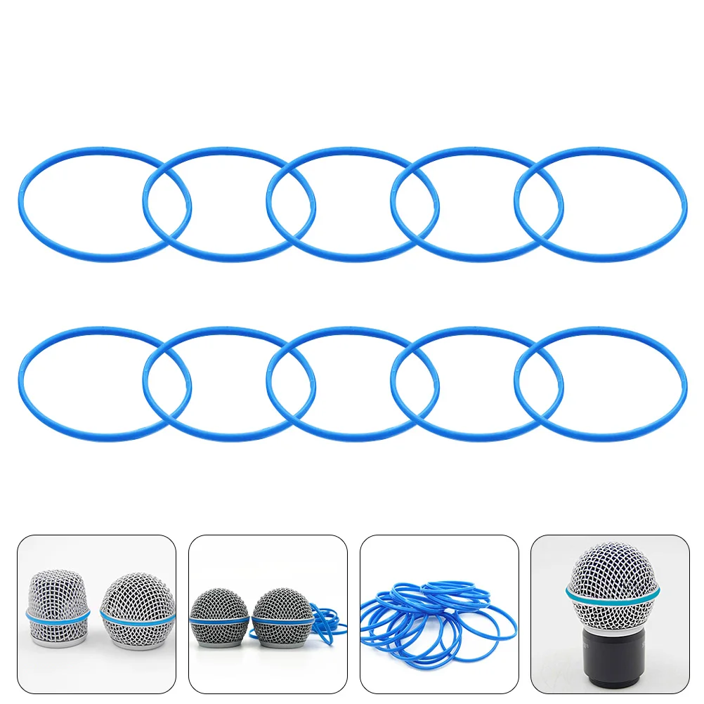 10 stücke Mikrofon Grille Ring Gummi Geeignet für BETA58A/87A mikrofon mesh kopf blau gummi mikrofon ring mesh abdeckung band Image