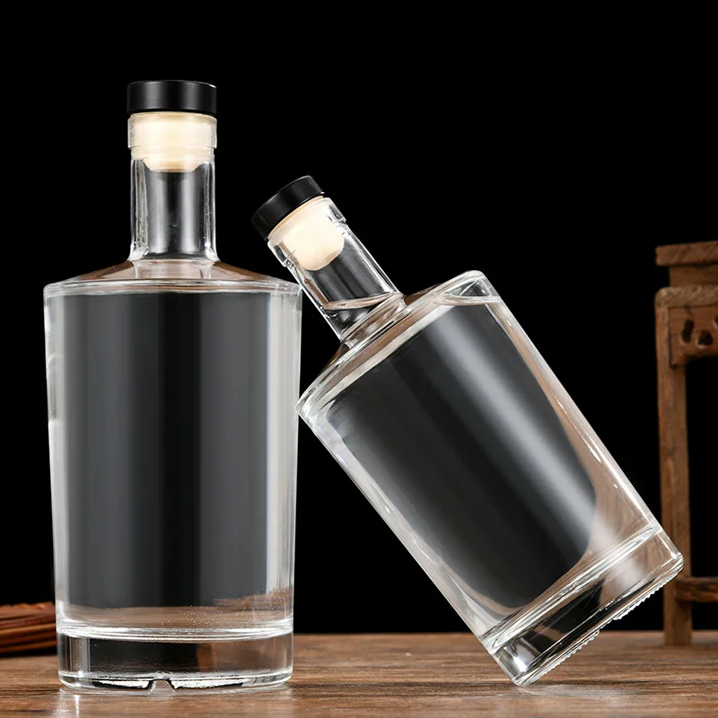 Runder Whisky-Dekanter aus klarem Glas, Barware, Alkoholflasche für Likör, Scotch Bourbon Image