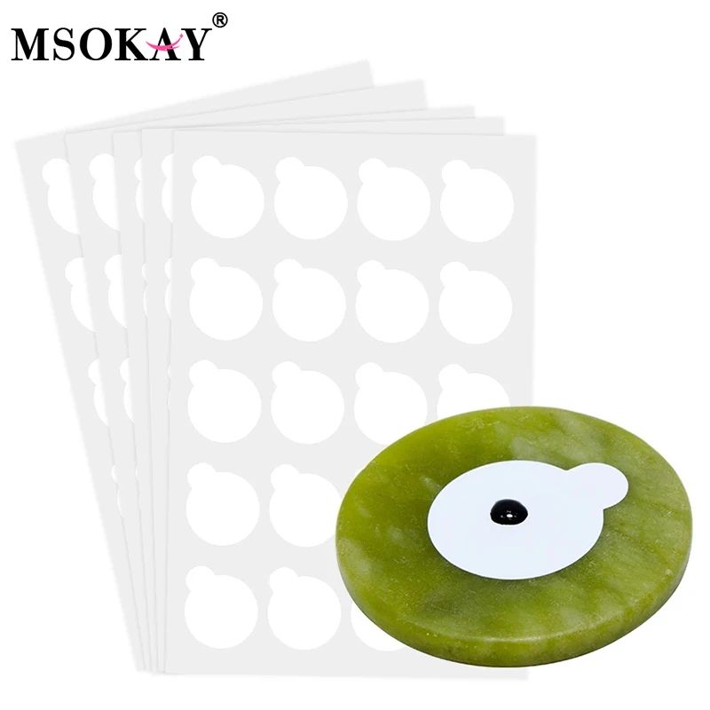 100 stücke Wimpern Verlängerung Kleber Aufkleber Shim Papier Pads Und Runde Jade Stein Halter Set Wimpern Verlängerung Zubehör Image
