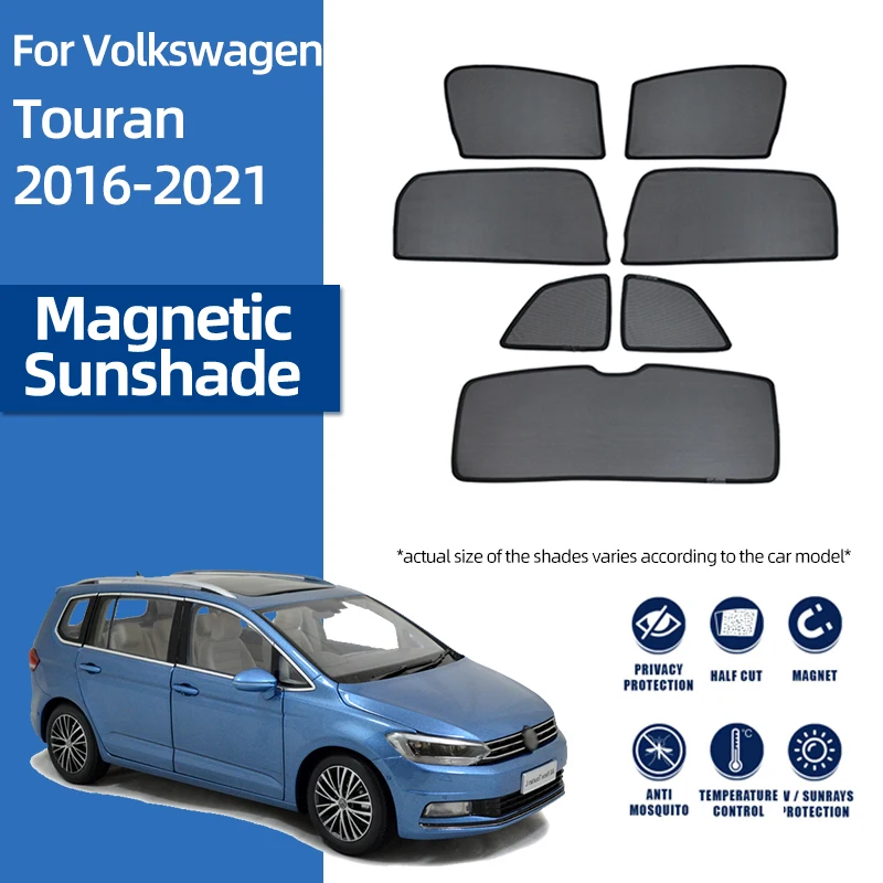 Für Volkswagen VW Touran 5T 2016-2024 Seitenfenster Sonnenschutz Schild Magnetischer Auto Sonnenschutz Visier Vorne Heckscheibe Vorhang Image
