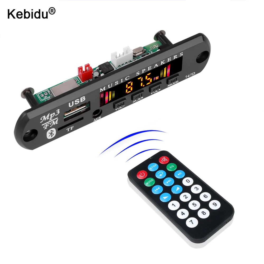 KEBIDU 9V 12V autoradio stéréo MP3 WMA carte décodeur Module Audio USB TF Radio Bluetooth lecteur MP3 sans fil avec télécommande