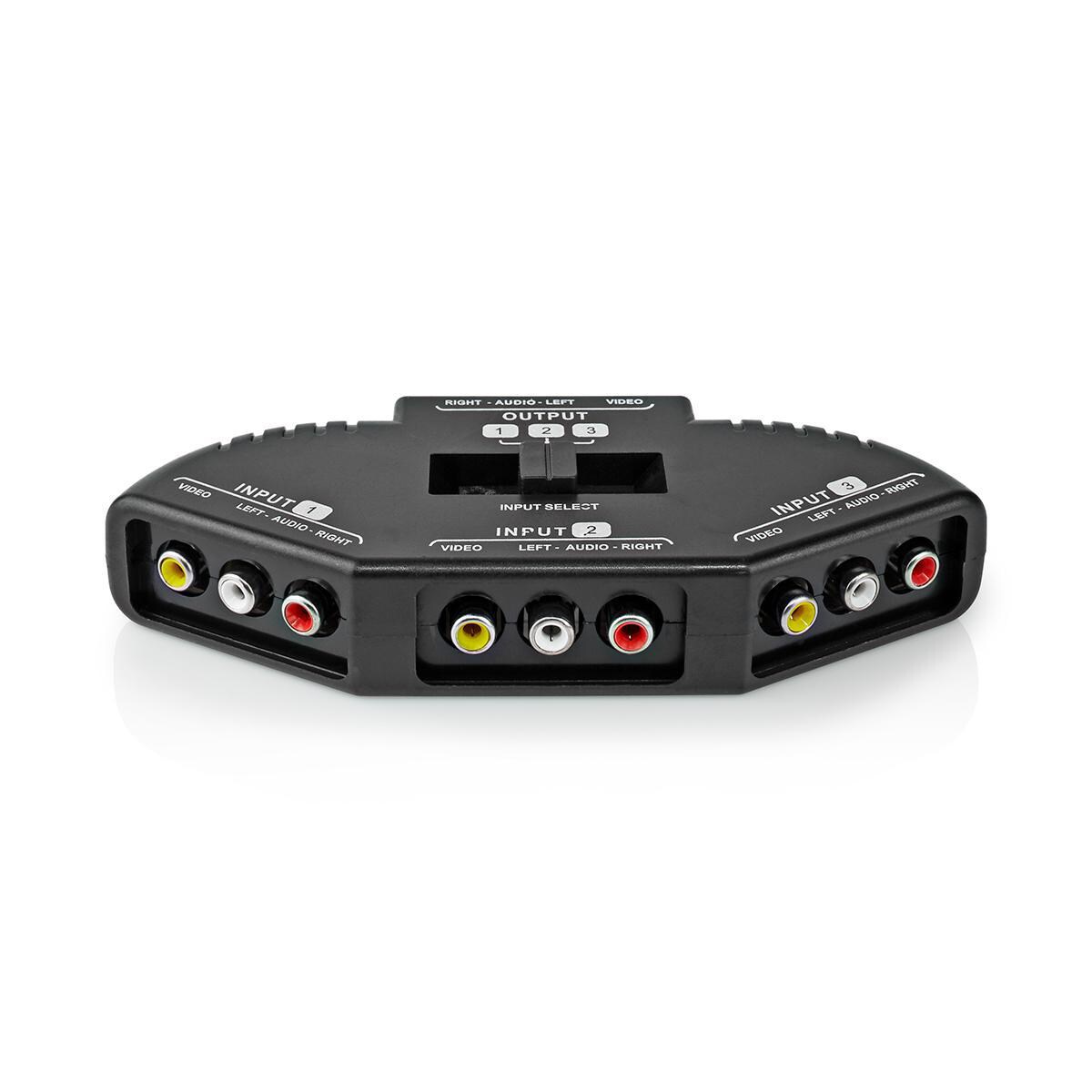 Nedis Composite Video Switch - 3 port(s) - Connection input: 3x Composite Video (RWY) - Connection output: 1x Composite Video (RWY) - 1024x576 - ABS - Black Image