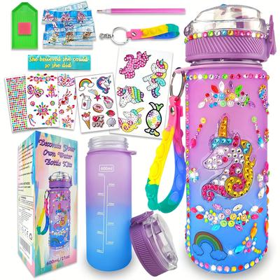 Decorate Your Own Water Bottle Kit, Unicorn Mermaid Gem Diamond Painting Craft, Fun Craft Gift Girl Toy Birthday Gift