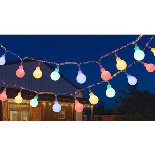Mezheng - Guirlande lumineuse d'extérieur, ampoules colorées, 12 m, 100 led, guirlande lumineuse de