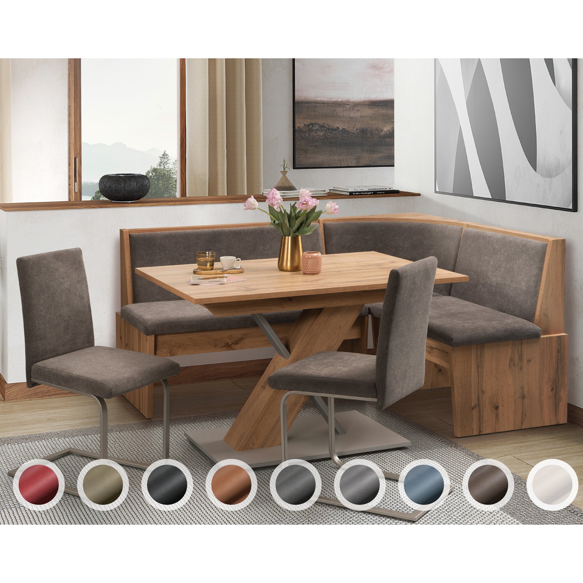 Schösswender »Inka« Eckbankgruppe I 147x187 cm / Gavin 04 hellbraun / offen / Spitzecke / Appalachian Oak Dekor Image