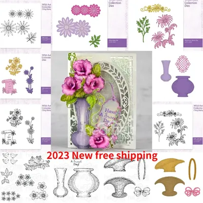 Flower Pot 2023 New Metal Cutting Dies Stamps For Scrapbook Diary Decoration Embossing Template Diy Greeting Card Handmade