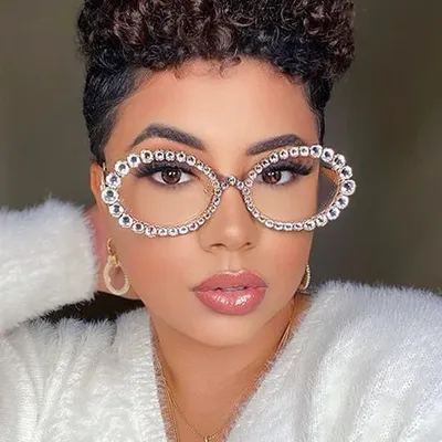 Simple Round Rhinestone Sunglasses Frames No Lenses Rave Accessories Fashion Designer Hollow Alloy Face Jewelry Frames for Women