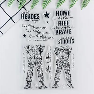 11*16 Soldier Transparent Clear Stamps Seal For DIY Scrapbooking Rubber Stamp Sentiment Photo Album Card Making