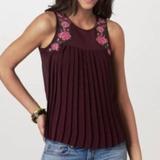 American Eagle Outfitters Tops | American Eagle Burgundy Maroon Red Green Floral Cottagecore Boho Tank Top Blouse | Color: Pink/Purple | Size: Xs