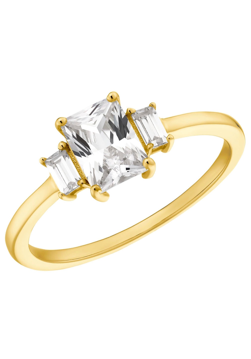 Fingerring AMOR "2035662/-64/-65/-66/-67/-68" Gr. 58, gold (gelbgoldfarben, kristallweiß), Fingerringe, Damen, 58, Silber 925 (Sterlingsilber), 1,2mm, mit Zirkonia (synth.) Image
