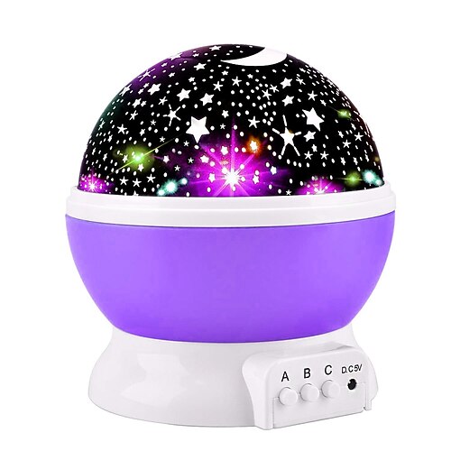 Sternenhimmel Projektor Nachtlicht Lampe 360 Grad rotierendes Tischlicht 4 LED Lichter 8 Farben Wechsel mit USB-Kabel für Kinder Babys Schlafzimmer und Partyddekoration Image
