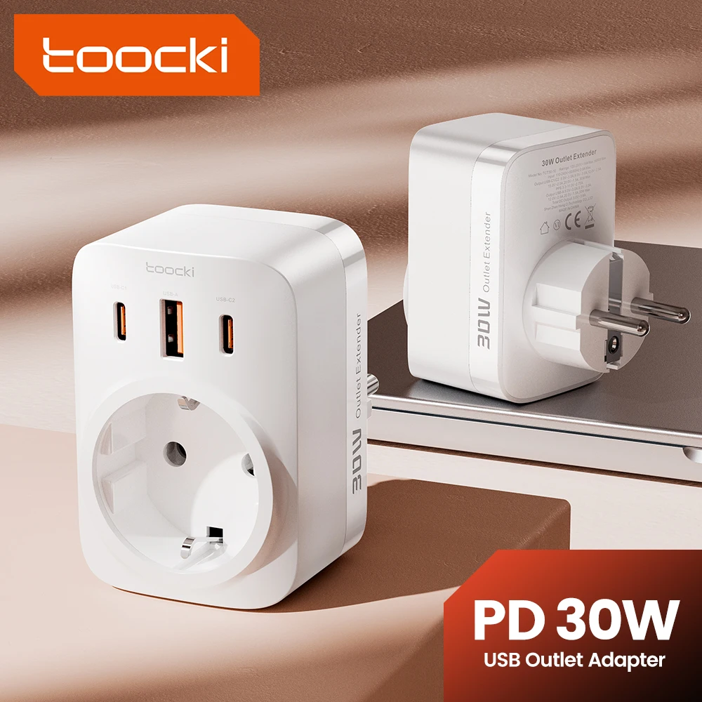 Toocki pd 30w gan Ladegerät mit Wechselstrom steckdosen Handy-Ladegerät für iPhone 15 14 Xiaomi Samsung S23 USB-Steckdose Steckdosen leiste Image