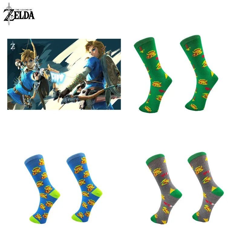 Zeldaes Tears of The Kingdom Anime Socken Cosplay Männer Cartoon Figur Druck Erwachsene Baumwolle Lange Casual Socke Kawaii Socke Kinder Geschenk