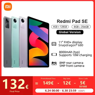 Globale version xiaomi redmi pad se mi tablet 4gb 128g 8gb 256g snapdragon®680 90hz 11 "fhd Display