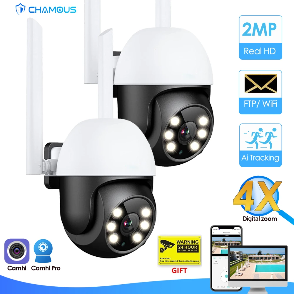 4mp camhi ip kamera wifi überwachungs kamera mini speed dome 1080p h.265 ptz cctv video street cam ai tracking ftp alarm 4x zoom Image