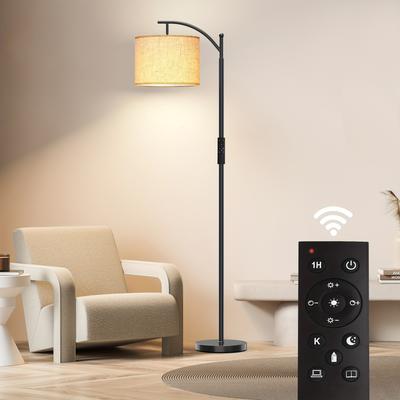 TEMU Adjustable Black Lamp With Remote Control & Foot For Switch, Includes Led Bulb - Ideal For Living Room & Bedroom, Energy- 60w Equivalent Lighting, , Best For Christmas