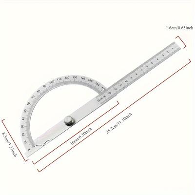 TEMU Art, Crafts And Sewing Supplies Meter Measure Protractor Ruler Metal Finder 180 Degree Guage Goniometer Stainless Steel Woodworking Wood Measurement Tool