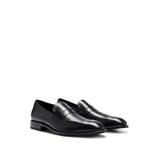 Italian Leather Loafers With Apron Toe And Branded Trim