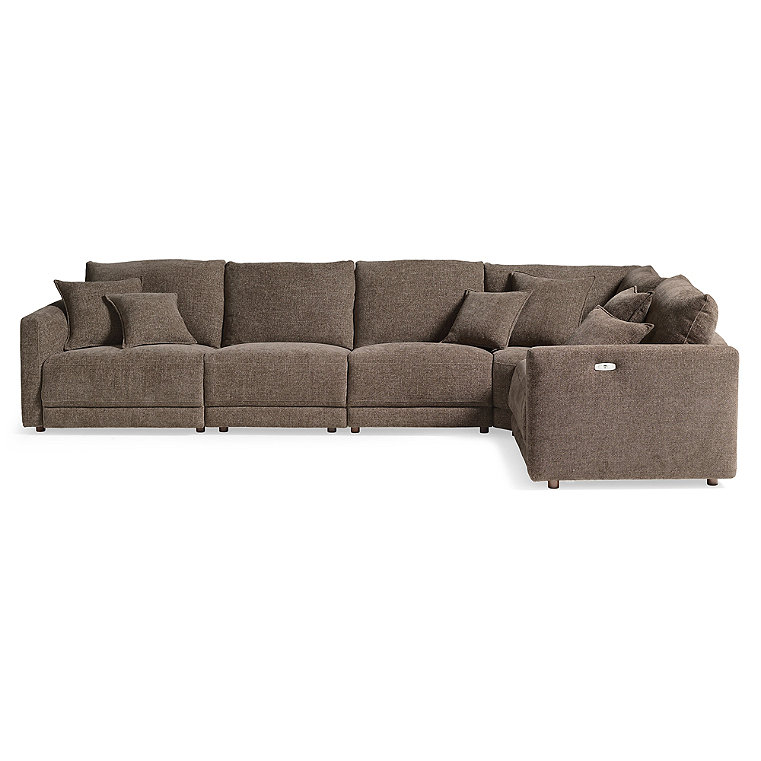 Tristan Power Sectional Seating - Pre-Configured, 5 Piece Sectional, Power Reclining 5Pc Sectional/Everett Mushroom - Grandin Road