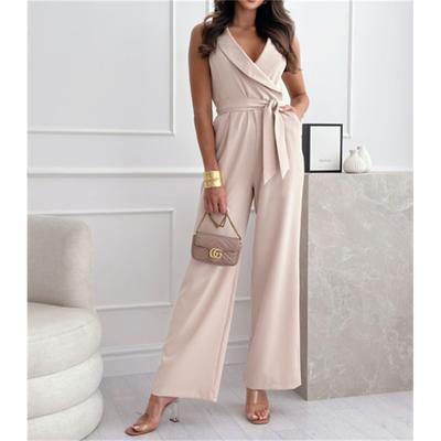 Women's Normal Jumpsuit Elegant Solid Color Sleeveless Straight V Neck Pocket Daily Regular Fit Black White Fuchsia Summer