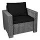 Dazzle Collection Replacement Cushions Set For Rattan Chairs Sofa Patio Garden Outdoor Furniture 2, 3 or 4 Seater Patio Set Water Resistant Patio Padding Seat Pads Cushions (2 Pc Black Armchair)