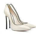 DIGJOBK Heels for Women Women's high-Heeled Shoes Metal Decoration Ultra-high Thin high-Heeled Pointed high-Heeled Shoes Party Women's high-Heeled Shoes Large(Color:White,Size:10)