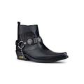 Mens Black Real Leather Goth Cowboy Riding Ankle Boots Chain Western Cuban Heel Dancing 8