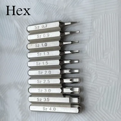 10PCS S2 HEX Screwdriver Bits Set H0.7 0.9 1.0 1.3 1.5 2.0 2.5 3.0 3.5 4.0 Mobile Repair Plum