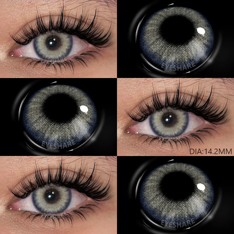 AMARA lentilles grises 1 paire de lentilles de Contact colorées pour les yeux pour les yeux foncés lentilles de Contact naturelles pour les yeux lentilles de mode 14/14.2/14.5mm