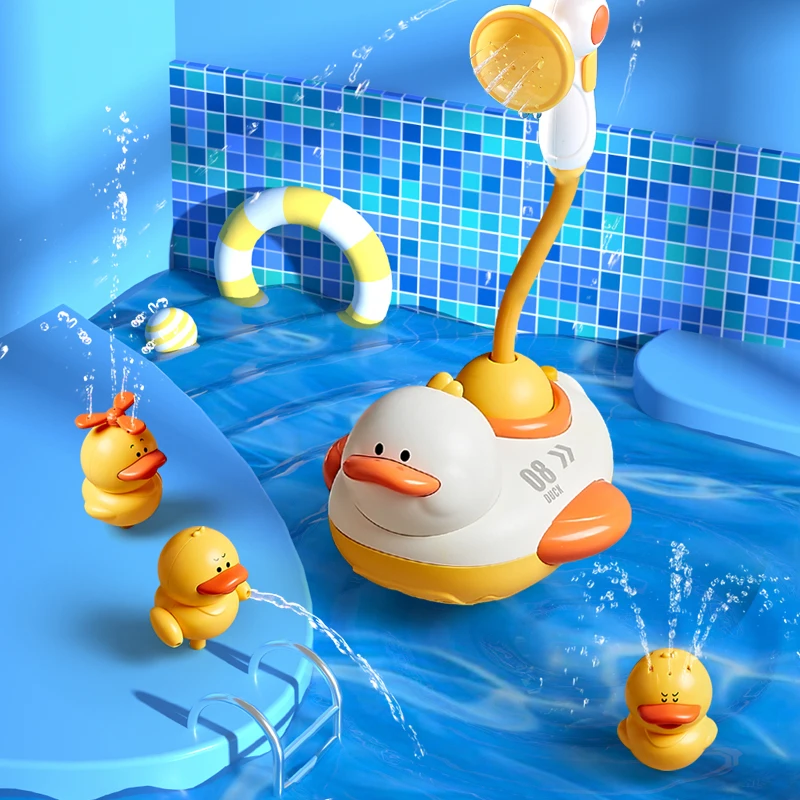 2 Stile, niedliches Wasserbad, Entenparty, elektrisches Spray, Badezimmer, Kinder, Babyspielzeug, Badewanne, neues Spiel, Wasserhahn, Schwimmen für Mädchen, Geschenk Image