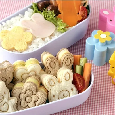 3 stücke Sandwich Cutter Keks Brotform Kaninchen Panda Blume Bento Box Dekorations werkzeuge Küchen